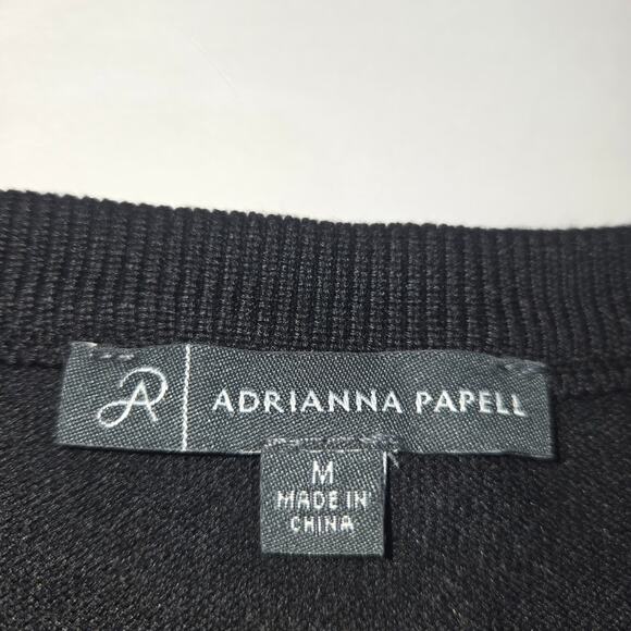 Adrianna Papell Womens Medium Sweater Sheer Floral Sleeves Mixed Media Career - Picture 2 of 11